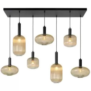 image of Lucide MALOTO - Bar Pendant Light - 7xE27 - Amber