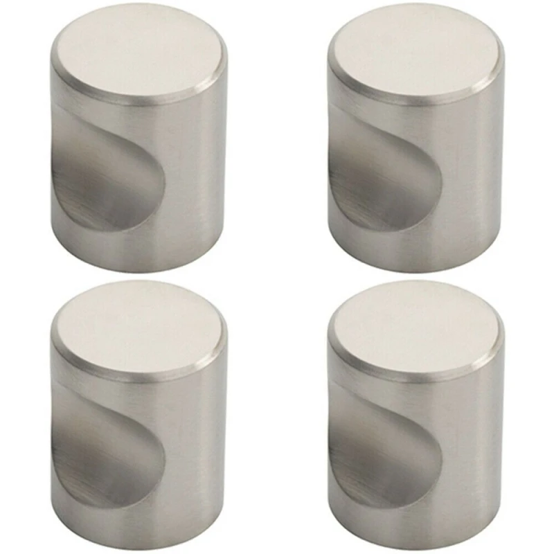 Image of Loops 4x Cylindrical Cupboard Door Knob 25mm Diameter Stainless Steel Cabinet Handle Metallics unisex