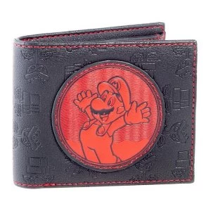 image of Nintendo - Red Mario Patch Mens Bi-Fold Wallet - Black/Red