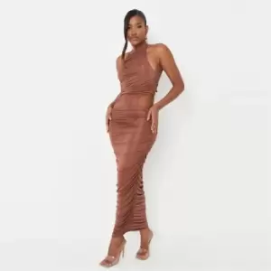 image of Missguided Tall Slinky Midi Dress - Brown