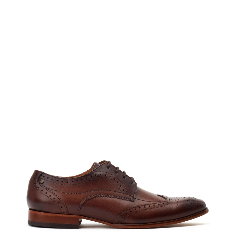 Image of Base London Base London Men Barbera Lace Up Brogue Shoe in Dark Brown Size: 7 Dark Brown 7 Male 5038538340218