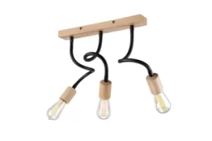 Image of Cameron Multi Arm Semi Flush Ceiling Light Black, 3x E27