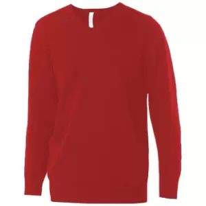 image of Kariban Mens Cotton Acrylic V Neck Sweater (S) (Red)