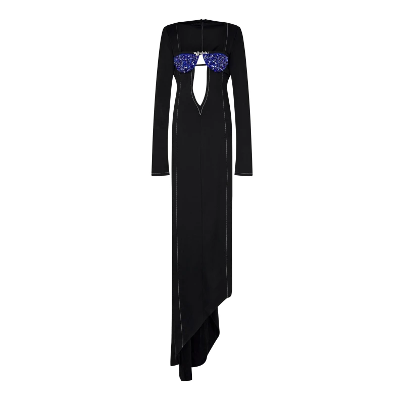 Image of Off White Womens Asymmetrical A Line Dress Black/Blue female 6 (2XS)