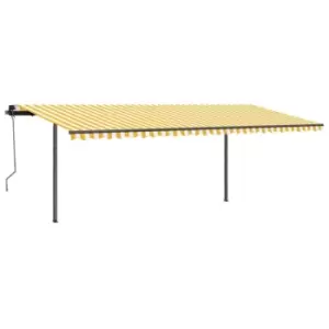 image of Vidaxl Manual Retractable Awning With Posts 3.5X2.5 M Yellow & White