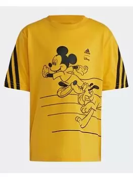 Image of Boys, adidas Disney Mickey Mouse T-Shirt, Gold, Size 6-7 Years