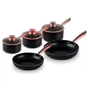Image of Tower Linear Rose Gold 5 Piece Pan Set Black