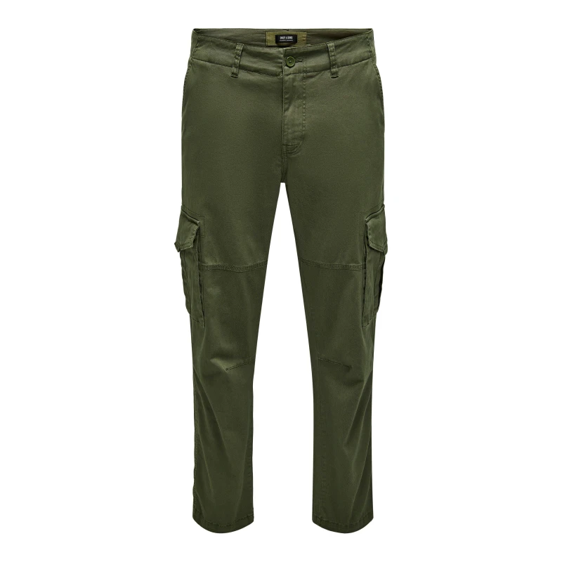 Image of Only & Sons Green / Olive Night Dean Life Tap Cargo 0032 Pant Noos Khaki Male 34R 175388UK