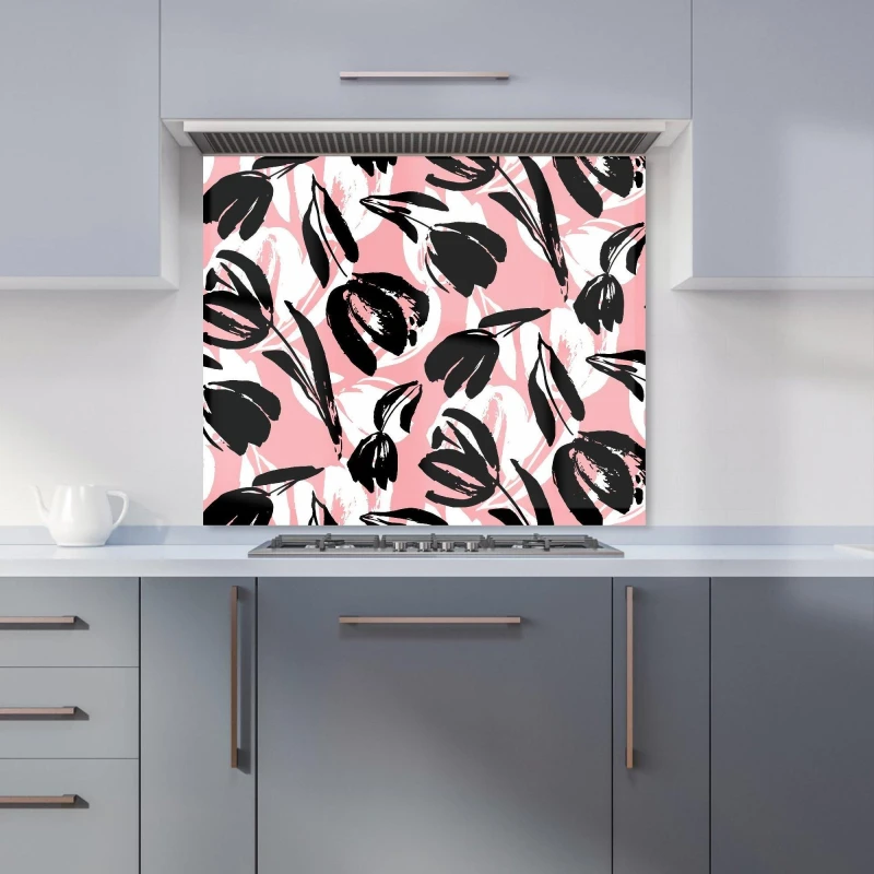 Image of Warren Reed - Designer Nature Flat Spring Flower Motif Kitchen Splashback in Pink Size: 600mm x 750mm Pink Unisex 600mm x 750mm