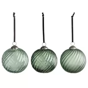 Image of Crossland Grove Florin Asstd Swirl Baubles Spruce (6pk) 120mm