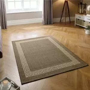 Image of Oriental Weavers - Greek Key Flatweave Brown 60cm x 230cm Runner - Brown