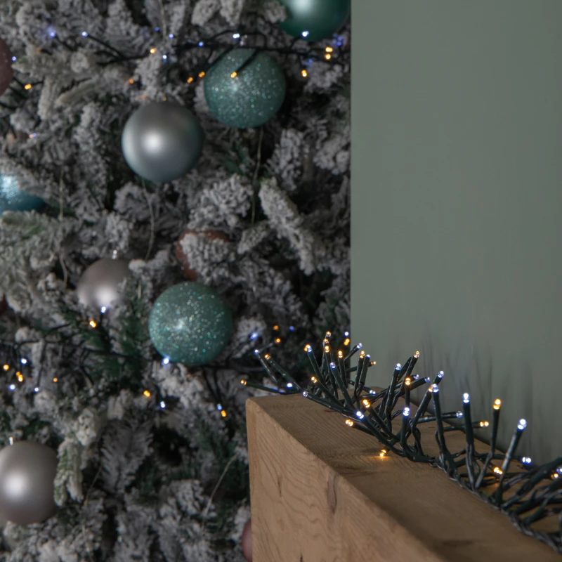 Image of 18.5m 1440 LED Christmas Cluster Multi-Action String Lights with Timer in White & Warm White