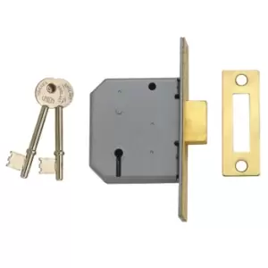 image of 2177 3 Lever Mortice Deadlock Polished Brass 77.5mm 3" Box