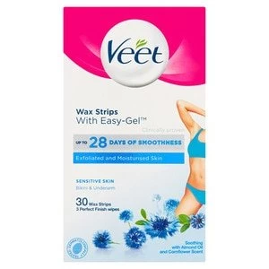 image of Veet Bikini Sensitive Wax Strips 30s