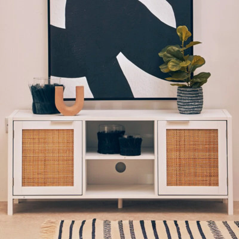 Image of Interiors by PH Rattan detail Media Unit, White 2406551