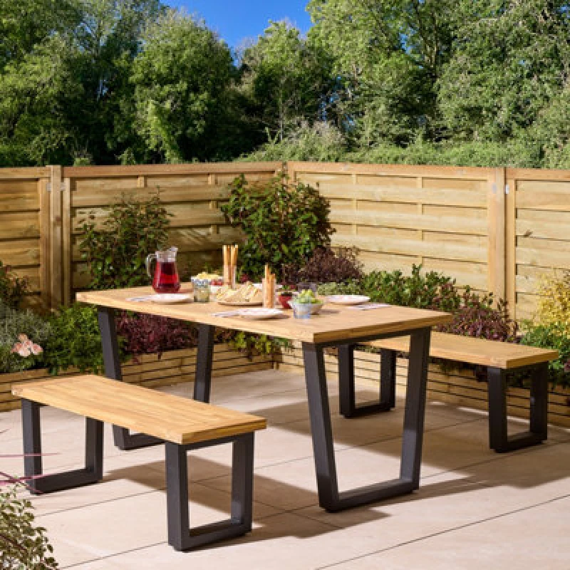 Image of Rowlinson Stockholm 4 Seat Dining Set, Brown STOSET4