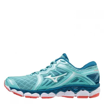 Image of Mizuno Wave Sky Ladies Running Shoes - Aqua/Wht/Coral
