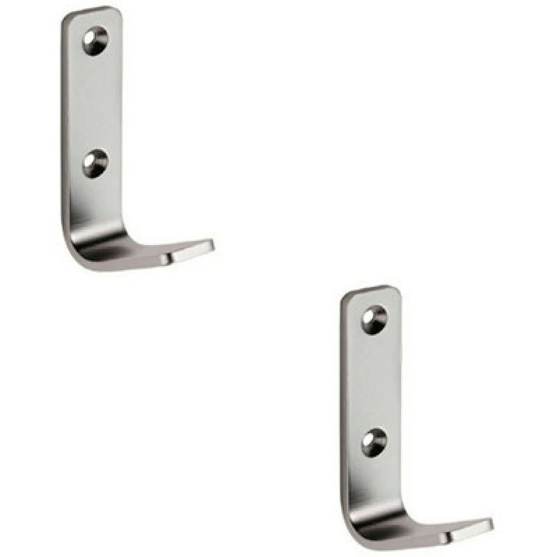 Image of Loops 2x Flat One Piece Single Coat Hook 70 x 20mm Satin Anodised Aluminium Multi