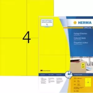 image of Herma 4396 Labels 105 x 148mm Paper Yellow 400 pc(s) Permanent All-purpose labels Inkjet, Laser, Copier 100 Sheet A4