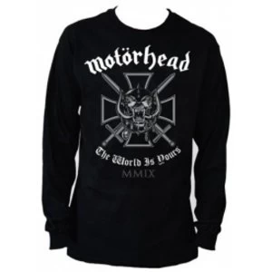 image of Motorhead Iron Cross Black Mens Long Sleeved T Shirt: XXL