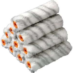 image of Stanley Medium Pile Silver Stripe Radiator Paint Roller Sleeve 100mm Pack of 10