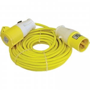 image of Faithfull Extension Trailing Lead 16 amp Yellow Cable 110v 14m