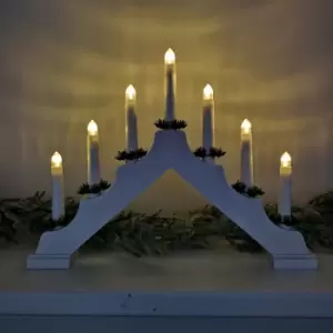 image of 40cm Festive Christmas Candlebridge with 7 Bulbs in White Battery Operated