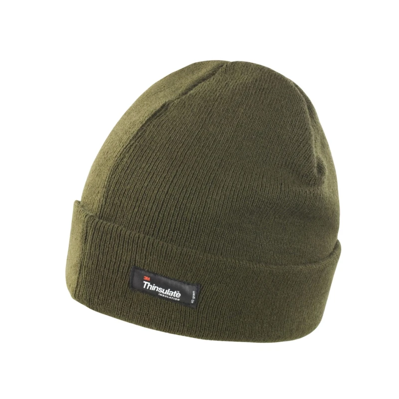 Image of Result Result Men Ribbed Thinsulate Lightweight Beanie in Olive Olive One Size Male 5063470678266