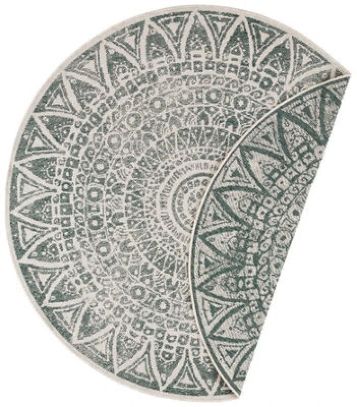 Image of The Rugs Lilja Vintage Round Rug Indoor Outdoor Reversible Durable Easy Care In Green