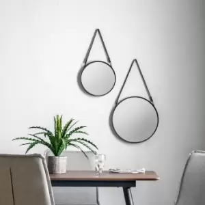 image of Gallery Interiors Set of 2 Fonesca Wall Mirror Black