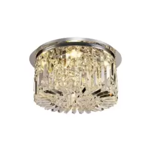Image of 45cm Round Flush Chandelier, 5 Light E14, Polished Chrome, Crystal - Luminosa Lighting