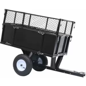 image of vidaXL Tipping Trailer for Lawn Mower 150kg Load - Black