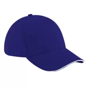 Image of Beechfield Adults Unisex Athleisure Cotton Baseball Cap (One Size) (French Navy/White)