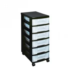 Image of Really Useful Plastic Storage Tower With 6 Drawers Black ST6X7C