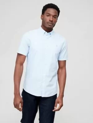 Image of Farah Organic Cotton Short Sleeve Oxford Shirt, Sky Blue, Size S, Men
