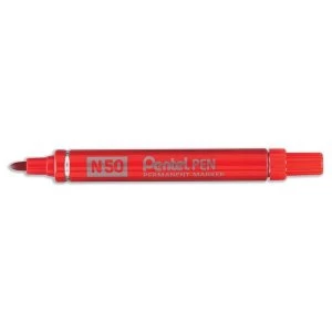 image of Pentel N50 B 2.2mm Bonded Fibre Bullet Tip Permanent Marker Red Pack of 12 Markers