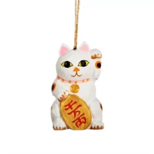 Image of Lucky Cat Wooden Hanging Decoration