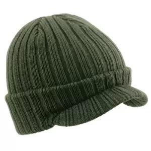 Image of Beechfield Peaked Beanie (One Size) (Olive Green)