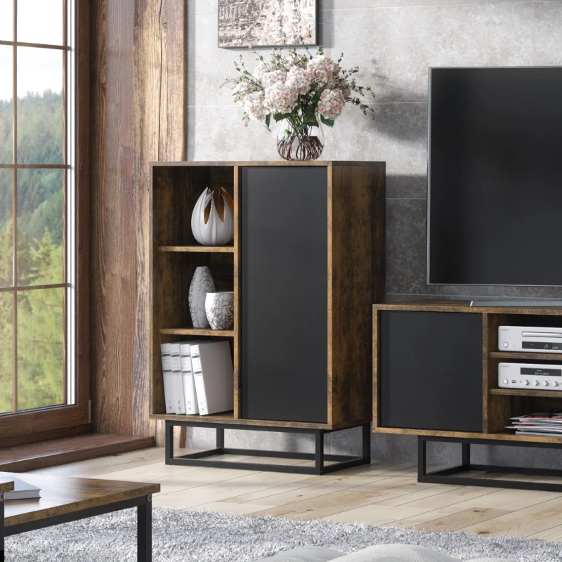 Image of Mex Furniture LTD Sideboard 100cm Loft / Industrial in Dark Brown Dark Brown Unisex