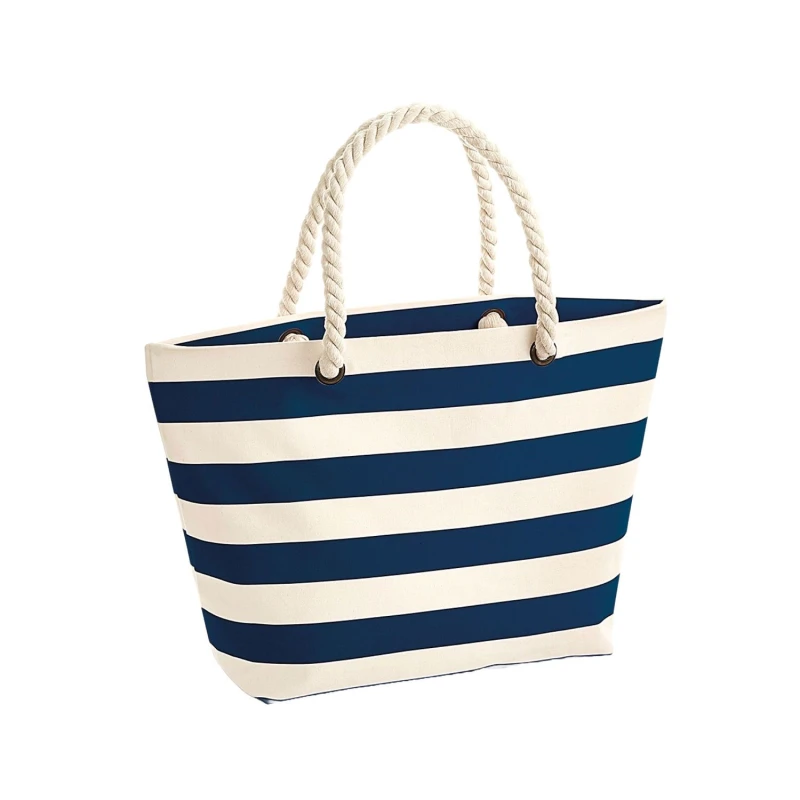 Image of Westford Mill Womens Boardwalk Striped Tote Bag in Navy Navy Female One Size