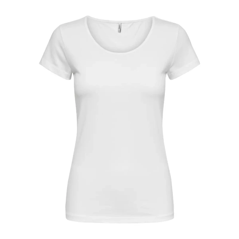 Image of Only Womens T-Shirt Only manches courtes Live love life col rond Blanc Female L