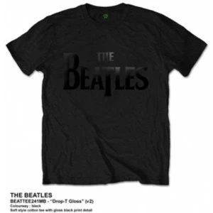 Image of The Beatles Drop T Black Logo T Shirt: Large