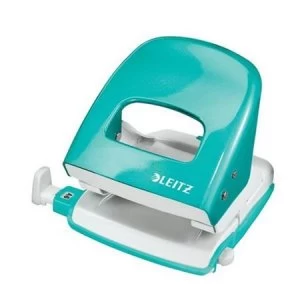 image of Leitz Durable Medium-Duty Metal Hole Punch Ice Blue 30 Sheets of 80gsm Paper