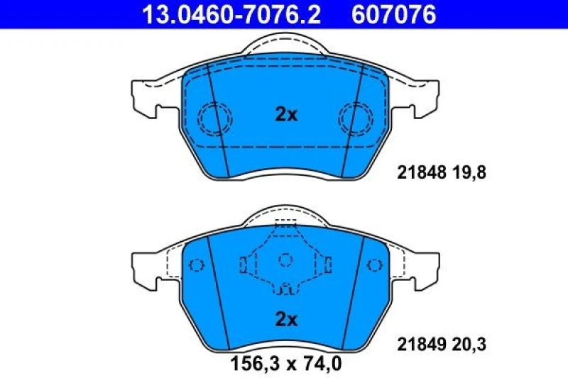Image of ATE 13.0460-7076.2 Brake pad set excl. wear warning contact Brake Pad Set,disc brake (402)