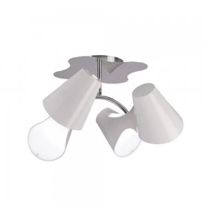 Image of Ceiling 2 Arm 4 Light E27, Gloss White Acrylic, Polished Chrome