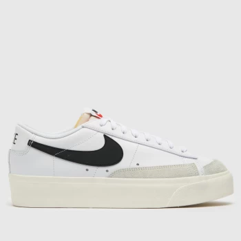 image of Nike White & Black Blazer Platform Low Trainers