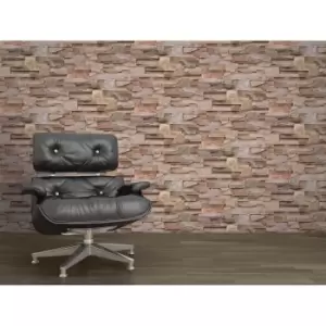 Image of Muriva Duplex Natural Slate Wallpaper, Brown