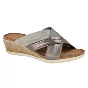 image of Cipriata Womens/Ladies Anella Crossover Wedge Sandals (3 UK) (Pewter/Silver/Bronze)