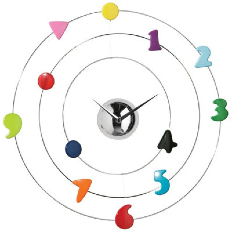 Image of Premier Housewares Interiors by Premier Multi Coloured Numbers Chrome Wall Clock Multi