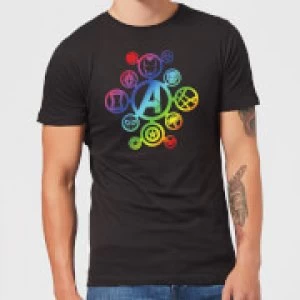 Image of Avengers Rainbow Icon Mens T-Shirt - Black
